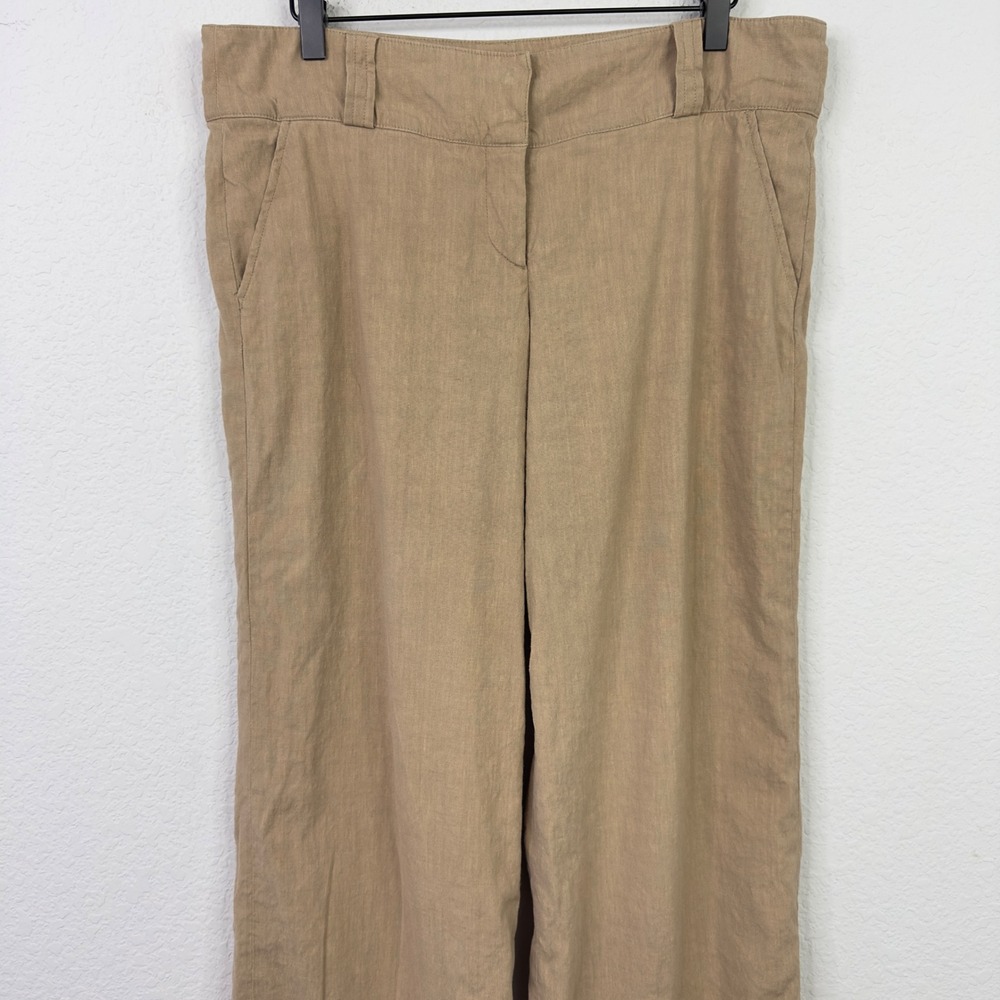 Burberry Pants Women 8 Brown Linen Blend Wide Leg Quiet Luxury Minimalist Career - Picture 3 of 8